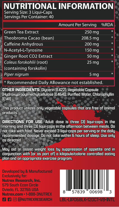 Nutrex Lipo - 6 Black Weight Loss Support | Sky Nutrition