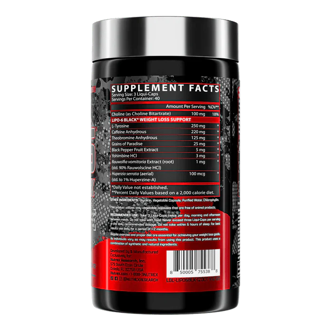 Nutrex Lipo - 6 Black Weight Loss Support | Sky Nutrition