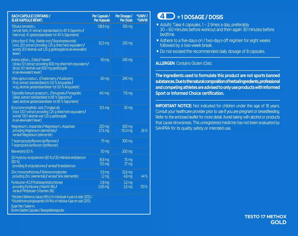 USN 17 Testo Methox Gold | Sky Nutrition