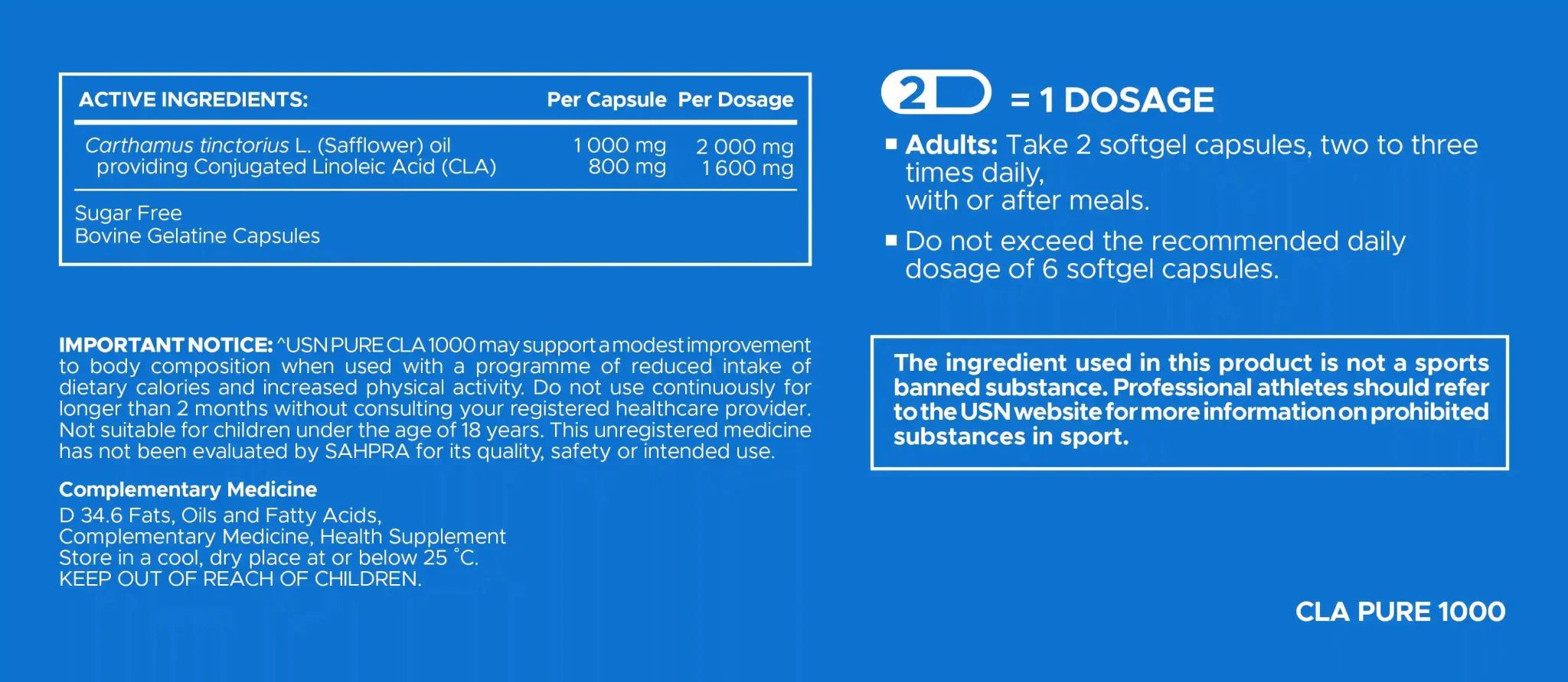 USN CLA Pure 1000 45 Caps | Sky Nutrition