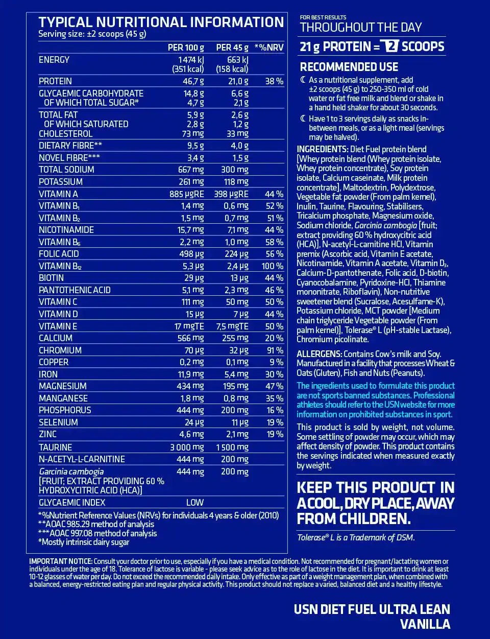 USN Diet Fuel Ultralean | Sky Nutrition