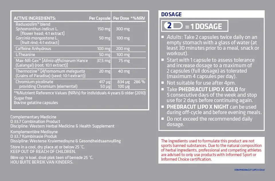 USN Phedra Cut Lipo X Gold | Sky Nutrition
