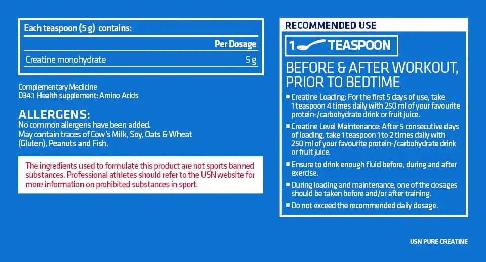 USN Pure Creatine 200g | Sky Nutrition