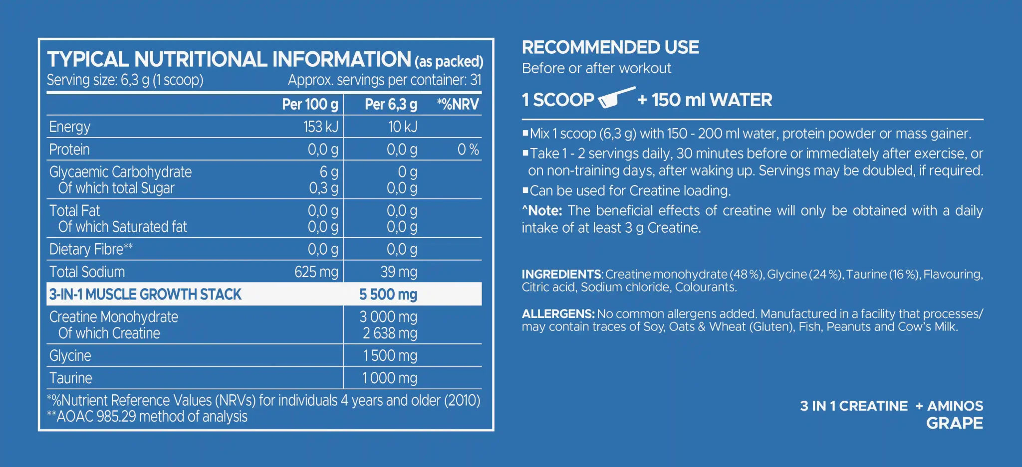 USN Pure Creatine 3 - In - 1 | Sky Nutrition