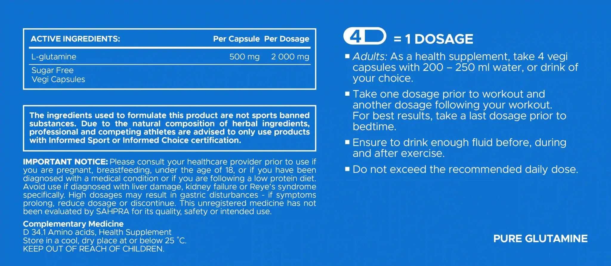 USN Pure Glutamine Capsules | Sky Nutrition