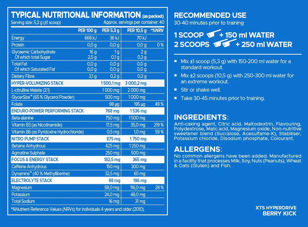USN XTS Hyperdrive Pre - Workout | Sky Nutrition